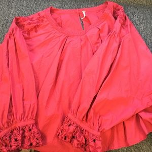 Free People Embroidered bat wing blouse